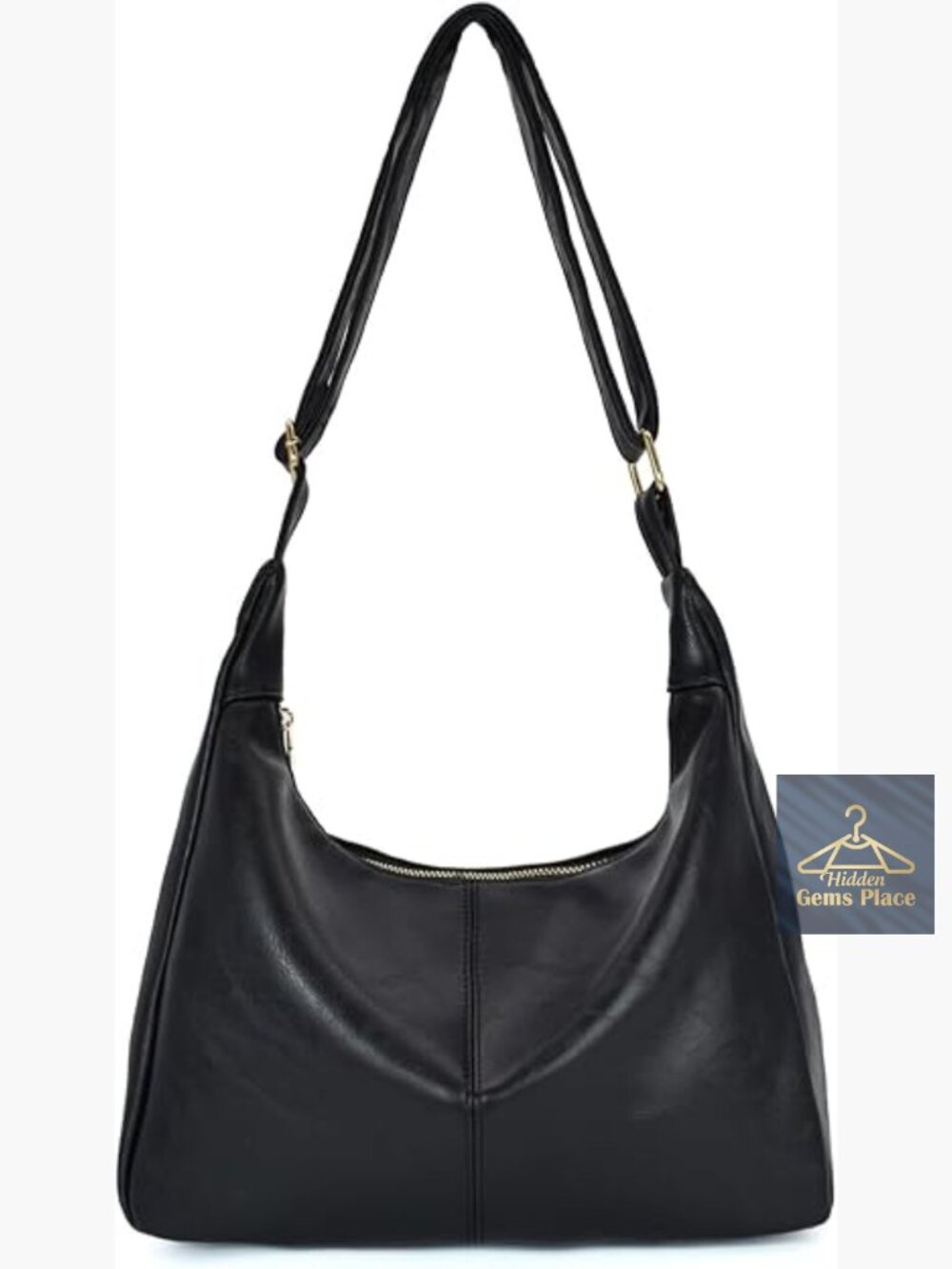 Vegan Leather Hobo Bag Soft Slouchy Shoulder Handbag Zipper Work Tote Travel